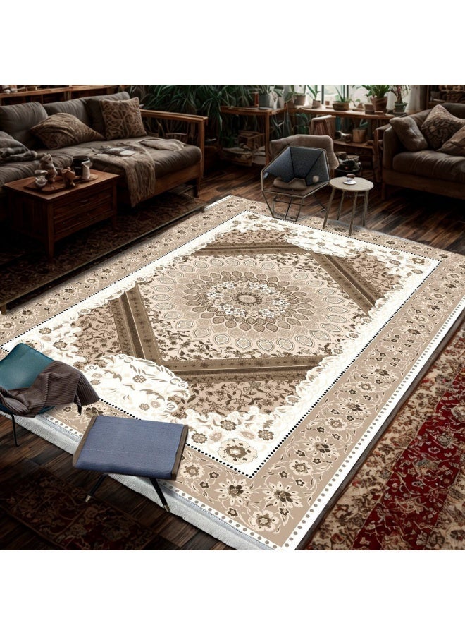 SMART HOME Large padded floor mat with a soft velvet surface and non-slip backing - Living room rug - Majlis rug - Lounge rug - Luxurious decorative rug - Elegant rug with modern patterns for living rooms and majlis - Size 350x250 cm - Suitable for everyday use and entertaining - Image 4
